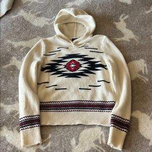 Cream cashmere blend hooded Sweater